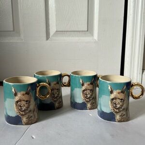 Anthropologie Lauren Carlson Llama mugs